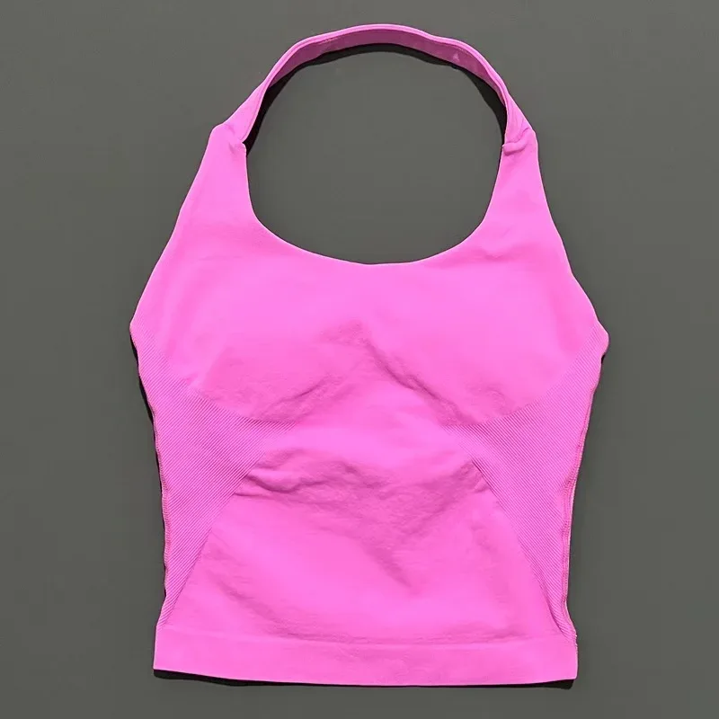 HISTELLO Halter Top Gym Vest Woman Backless Tank Tops Push Up Sport Bras Running Vest Workout Tops Activewear Yoga Clothing