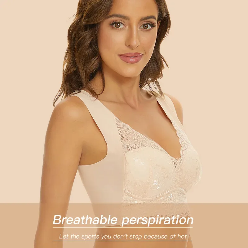 Bras For Women Underwear Plus Size Bra M-5XL Wire Free Brassiere Summer Wireless Bralette Push Up Sexy Lace Bra With Padding
