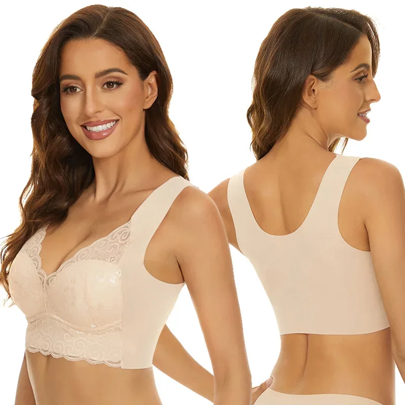 Bras For Women Underwear Plus Size Bra M-5XL Wire Free Brassiere Summer Wireless Bralette Push Up Sexy Lace Bra With Padding