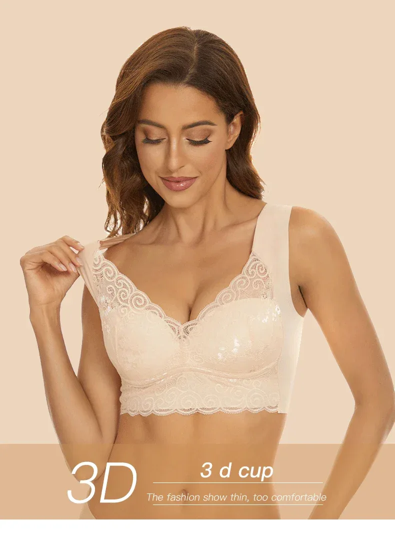Bras For Women Underwear Plus Size Bra M-5XL Wire Free Brassiere Summer Wireless Bralette Push Up Sexy Lace Bra With Padding