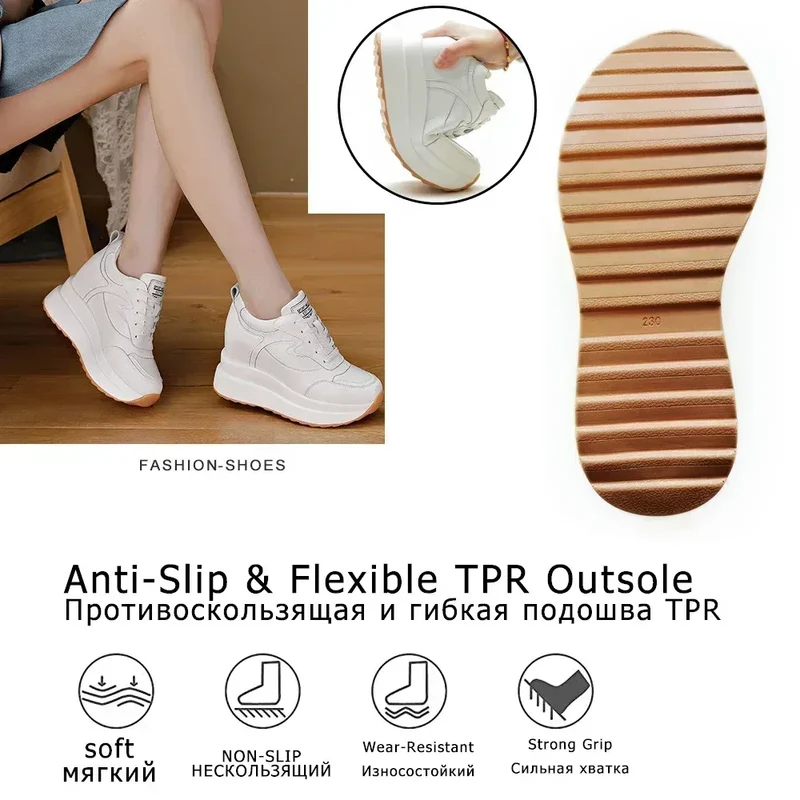 Fujin 10cm 4 inch Platform Wedge Sneakers Chunky Shoes Genuine Leather for Women Summer Shoes Autumn Walking Sneakers Fashion