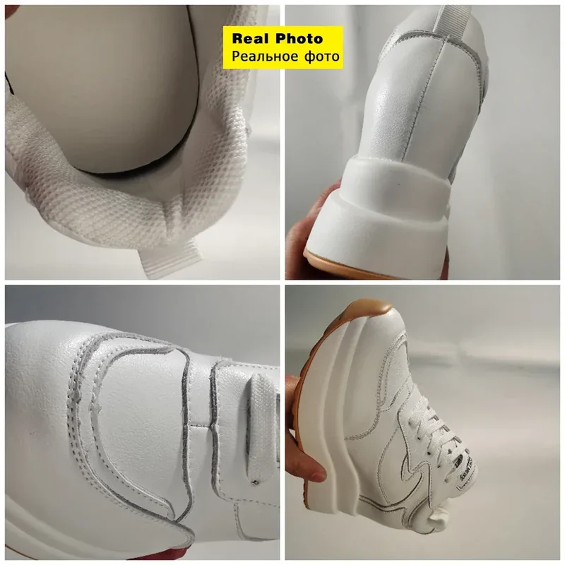 Fujin 10cm 4 inch Platform Wedge Sneakers Chunky Shoes Genuine Leather for Women Summer Shoes Autumn Walking Sneakers Fashion