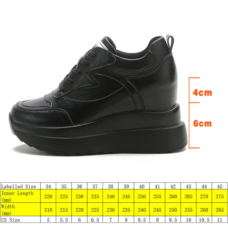 Fujin 10cm 4 inch Platform Wedge Sneakers Chunky Shoes Genuine Leather for Women Summer Shoes Autumn Walking Sneakers Fashion