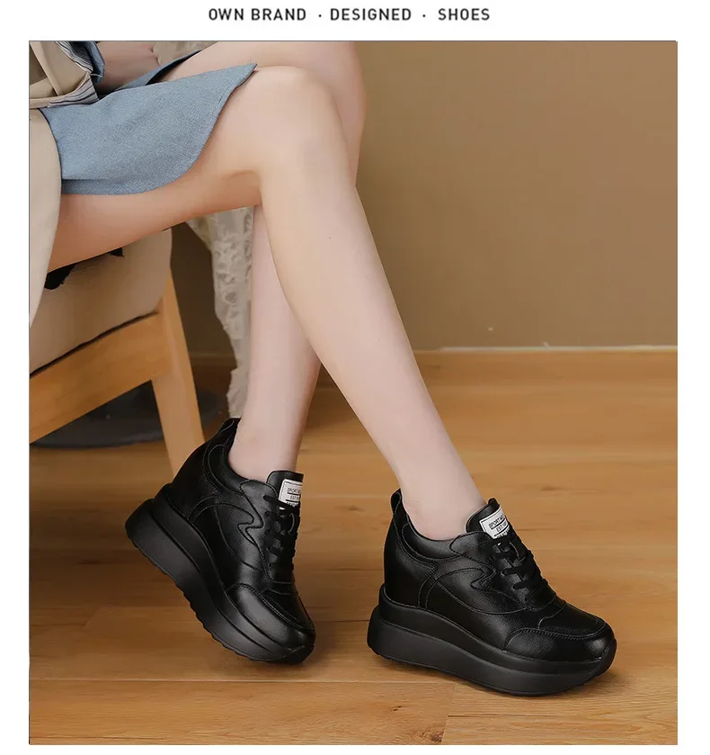 Fujin 10cm 4 inch Platform Wedge Sneakers Chunky Shoes Genuine Leather for Women Summer Shoes Autumn Walking Sneakers Fashion
