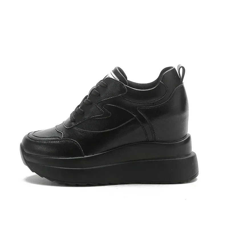Fujin 10cm 4 inch Platform Wedge Sneakers Chunky Shoes Genuine Leather for Women Summer Shoes Autumn Walking Sneakers Fashion