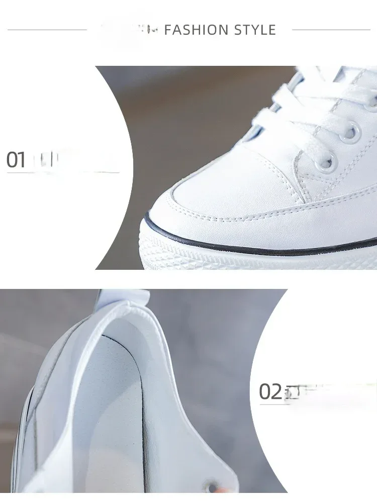 Fujin 10.5cm High Thick Heel Platform Flats Women Casual Shoes Genuine Leather Soft Quality Casual Shoe Sneakers White Black