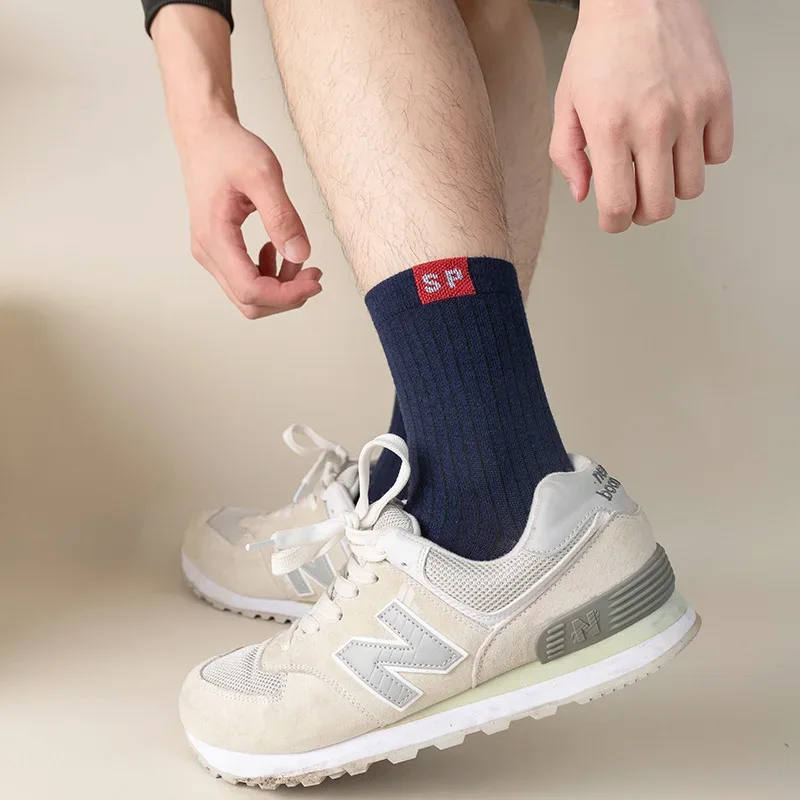 1 Pairs Mens Letters SP Middle Tube Socks Spring and Summer Shallow Low Top Sport Short Socks Trend in Tube Socks Calcetines