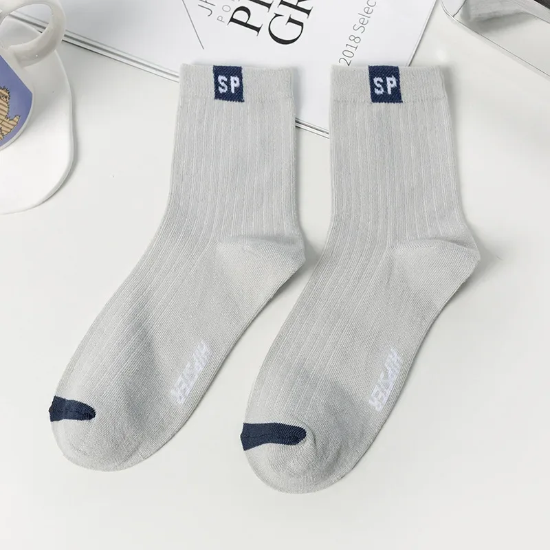 1 Pairs Mens Letters SP Middle Tube Socks Spring and Summer Shallow Low Top Sport Short Socks Trend in Tube Socks Calcetines