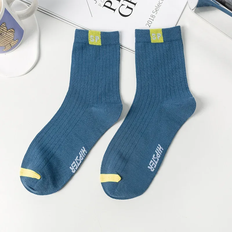 1 Pairs Mens Letters SP Middle Tube Socks Spring and Summer Shallow Low Top Sport Short Socks Trend in Tube Socks Calcetines