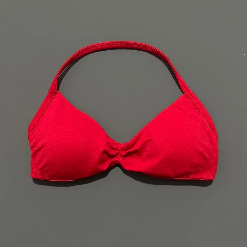 HISTELLO Strappy Bra Gym Top Women High Support Thin Strap Halter Sports Seamless Bras Scrunch Push-up Workout Yoga Tank Tops