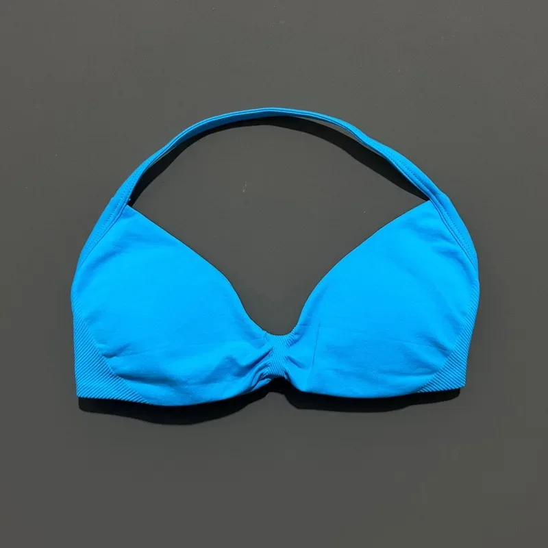 HISTELLO Strappy Bra Gym Top Women High Support Thin Strap Halter Sports Seamless Bras Scrunch Push-up Workout Yoga Tank Tops