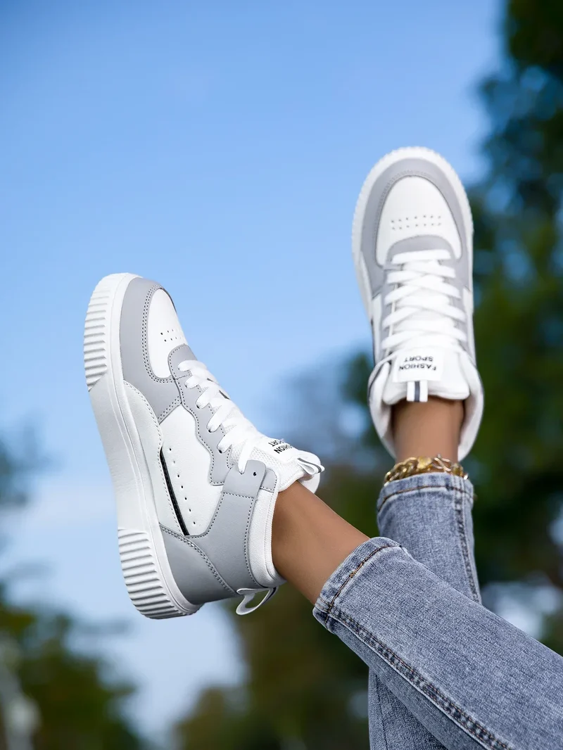 HKDQ Blue High Top Sneakers Unisex Non Slip Platform Men's Skate Shoes Spring Autumn Casual Leather Skateboard Shoes For Women