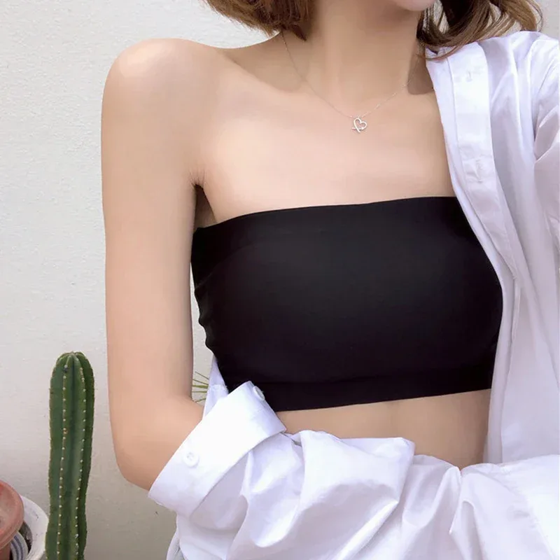 Seamless One-piece Tube Tops Women Removable Pads Intimates Basic Black/White/Skin Womens Strapless Bra Bandeau Sexy Lingerie