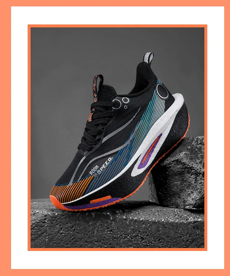 Unisex Carbon Board Running Shoes Professional Marathon Lightweight Bouncing Pad Breathable Ladies Stable Support Sports Shoes