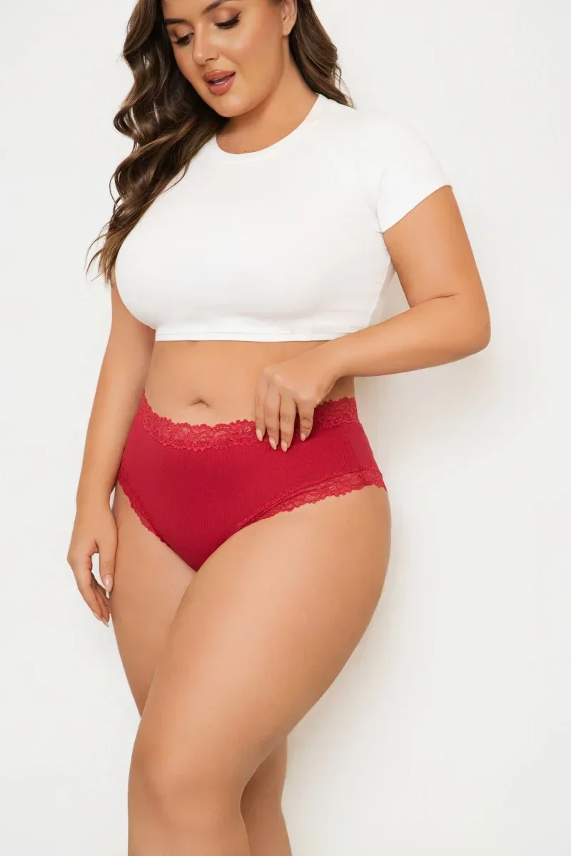 4Pcs/Set Seamless Cotton Brazilian Pants For Women Elastic High Waist Breathable Underpants Ladies Lace Panties Sexy Lingerie