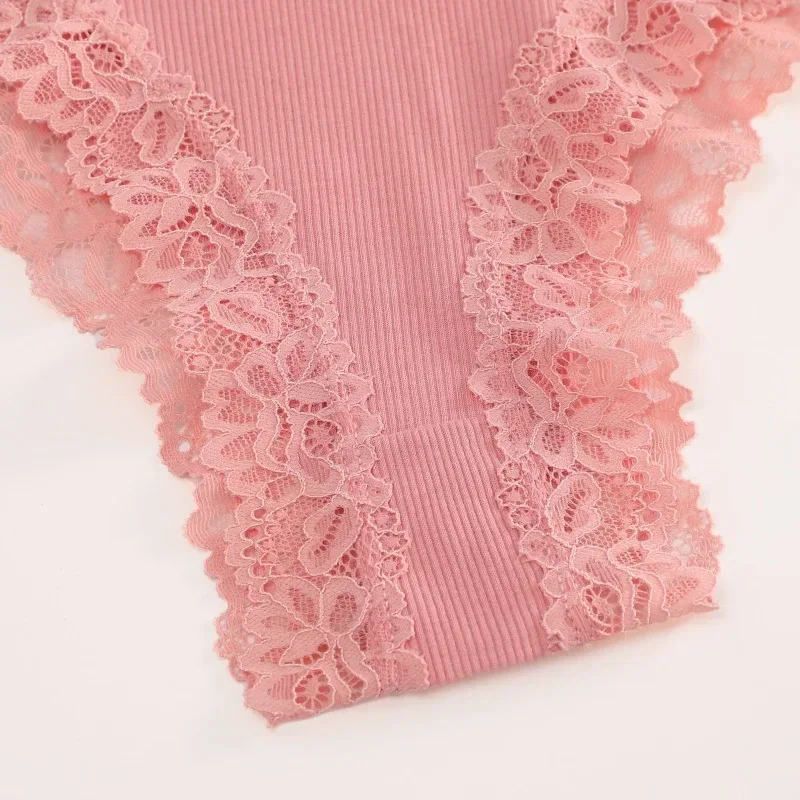 4Pcs/Set Seamless Cotton Brazilian Pants For Women Elastic High Waist Breathable Underpants Ladies Lace Panties Sexy Lingerie