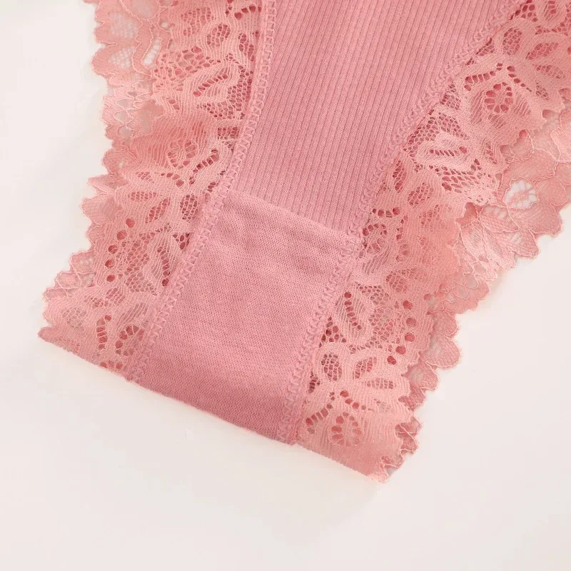 4Pcs/Set Seamless Cotton Brazilian Pants For Women Elastic High Waist Breathable Underpants Ladies Lace Panties Sexy Lingerie