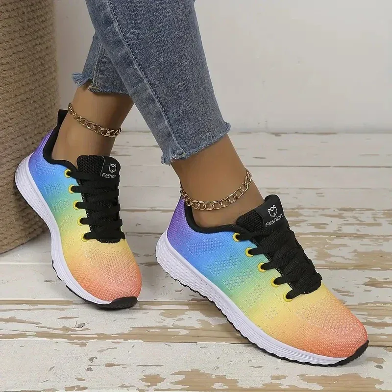 Women's Casual Flats Sports Shoes Mesh Breathable Trainers Ladies Shoes Platform Female Sneakers for Women Basket Tenis Feminino