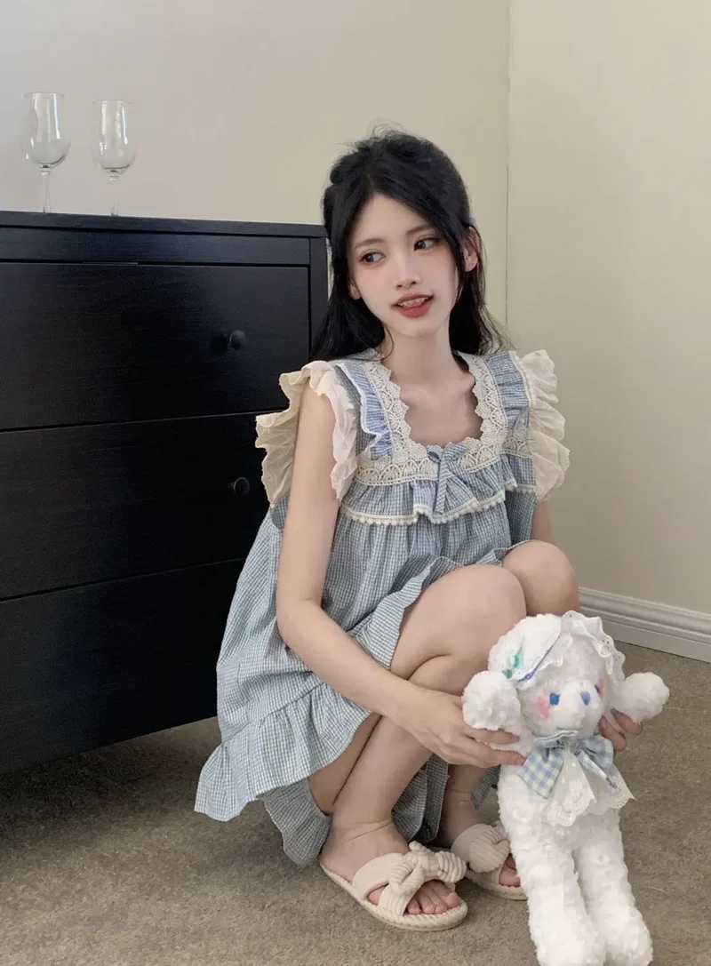 Pajama Sets Women Kawaii Tender Summer Bow Design Girlish Fashion Japanese Style Ruffles Sleepwear Home Student Casual Dormitory