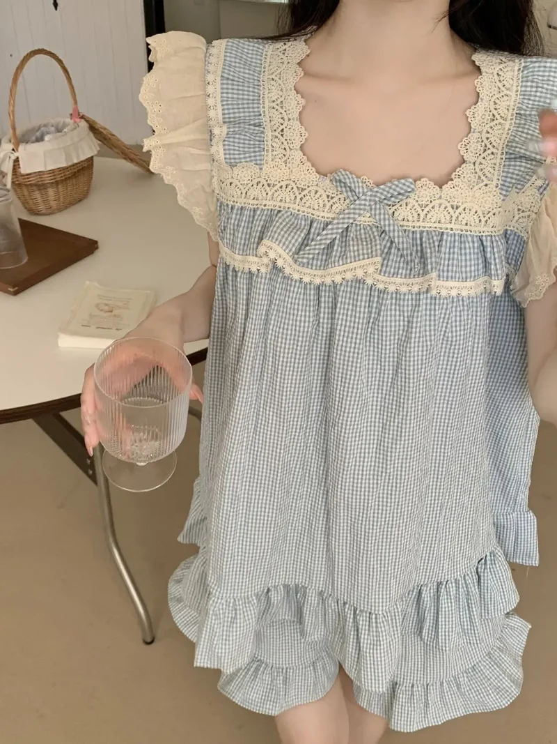 Pajama Sets Women Kawaii Tender Summer Bow Design Girlish Fashion Japanese Style Ruffles Sleepwear Home Student Casual Dormitory