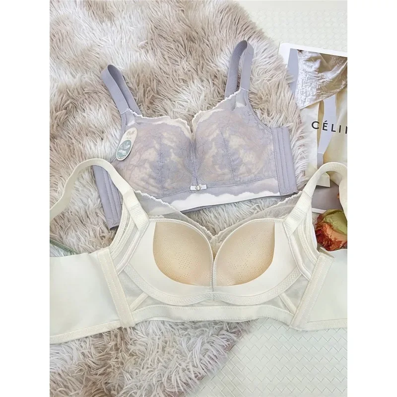 Victoria Style Lace Bra Large Chest Minimizer Ultra Thin Cup Wireless Comfort Push Up Sexy Lingerie Seamless No Underwire MOYISU