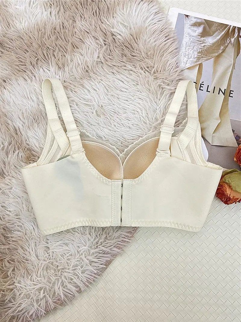 Victoria Style Lace Bra Large Chest Minimizer Ultra Thin Cup Wireless Comfort Push Up Sexy Lingerie Seamless No Underwire MOYISU