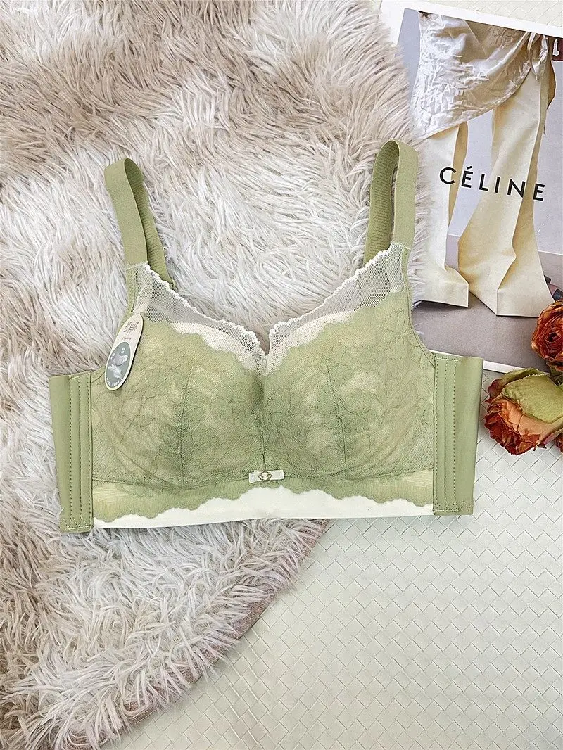 Victoria Style Lace Bra Large Chest Minimizer Ultra Thin Cup Wireless Comfort Push Up Sexy Lingerie Seamless No Underwire MOYISU