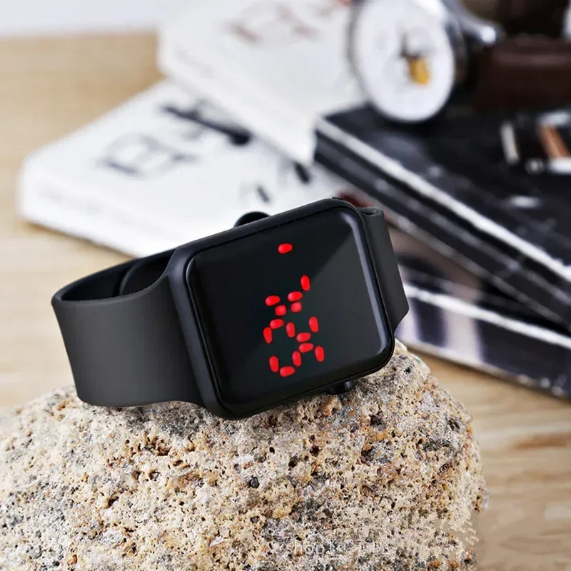 Fashion Digital Watches For Men Women Simple Square Sports LED Wristwatches Silicone Strap Casual Electronic Clock Reloj Hombre