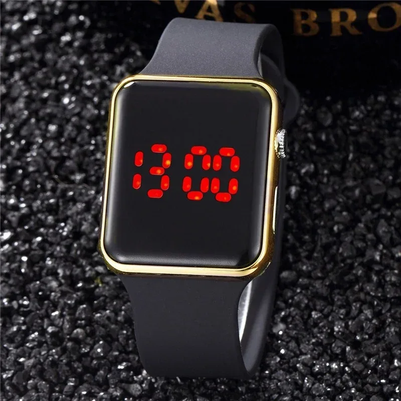 Fashion Digital Watches For Men Women Simple Square Sports LED Wristwatches Silicone Strap Casual Electronic Clock Reloj Hombre