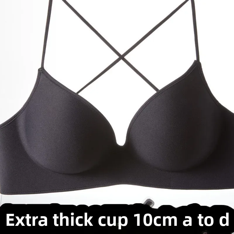 10CM Ultra Thick Push Up Bra for Small Chest Women Wireless Seamless No Side Fat Bra Lift Shape Body Shaper with Invisible Back