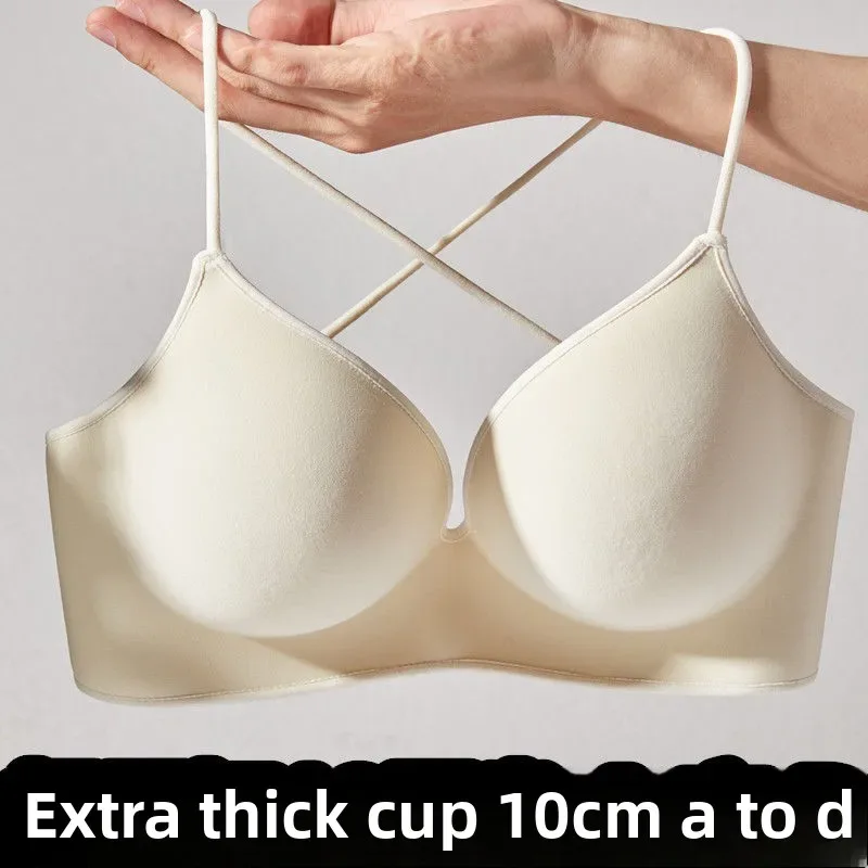 10CM Ultra Thick Push Up Bra for Small Chest Women Wireless Seamless No Side Fat Bra Lift Shape Body Shaper with Invisible Back