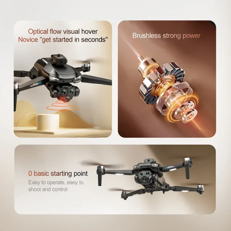 Drones with HD Three Cameras M33 360°Obstacle Avoidance Zoom Screen RC WIFI 20Min ESC Brushless FPV Drone Toys