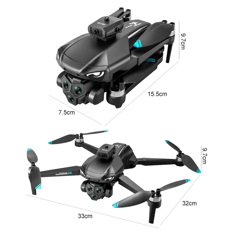 Drones with HD Three Cameras M33 360°Obstacle Avoidance Zoom Screen RC WIFI 20Min ESC Brushless FPV Drone Toys
