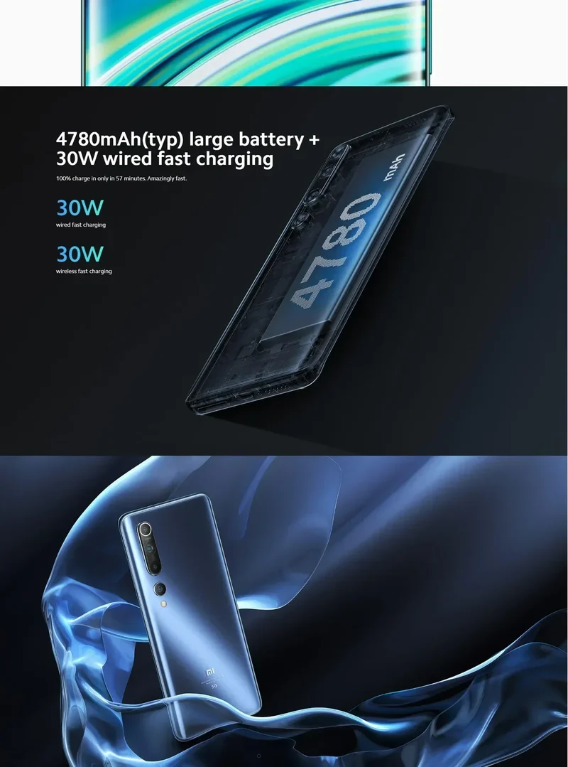 Xiaomi 10 5G Android 6.67 inch Qualcomm Snapdragon 865 RAM 12GB ROM 256GB used phone