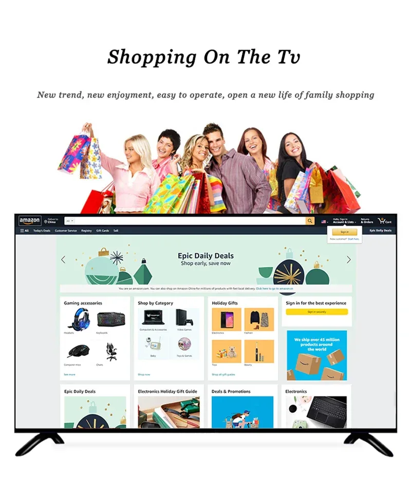 43 55 65 75 Inch Smart Tv Android Wifi T2S2 4K Smart Television 60 75hz High Definition For Home