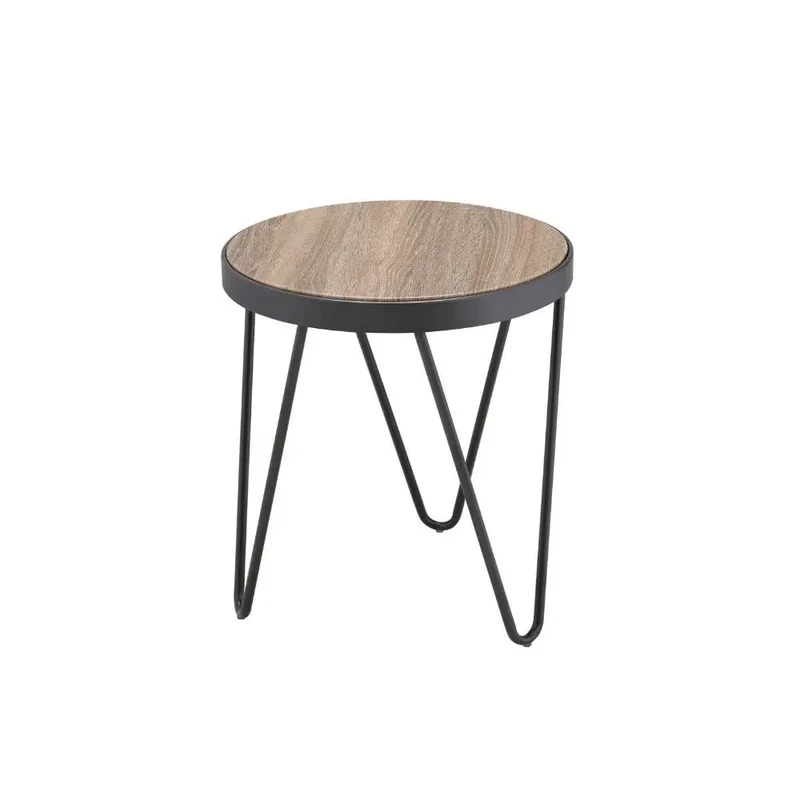 HMS 18\" Solid Wood Round End Table in Black and Brown for Living Room Furniture