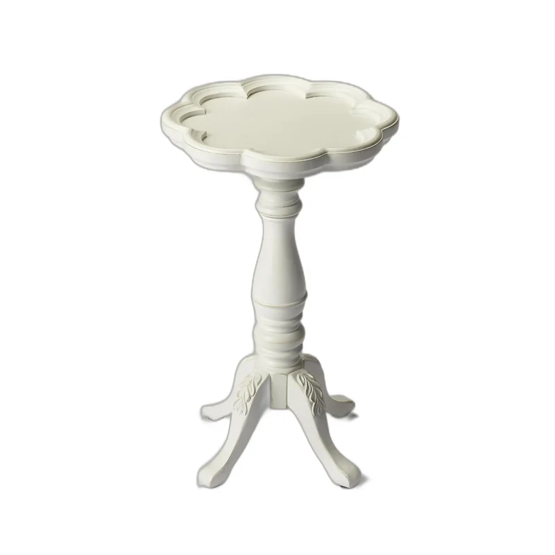 HMS 20\" Cottage White Wood Floral Top End Table for Living Room Furniture