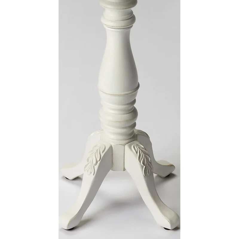 HMS 20\" Cottage White Wood Floral Top End Table for Living Room Furniture