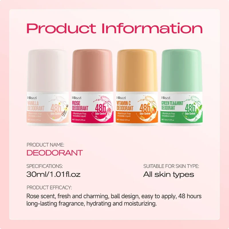 vitamin c，rose，vanilla，green tea & mint deodorant 48 hours long lasting fragrance Fruity perfume Skin care