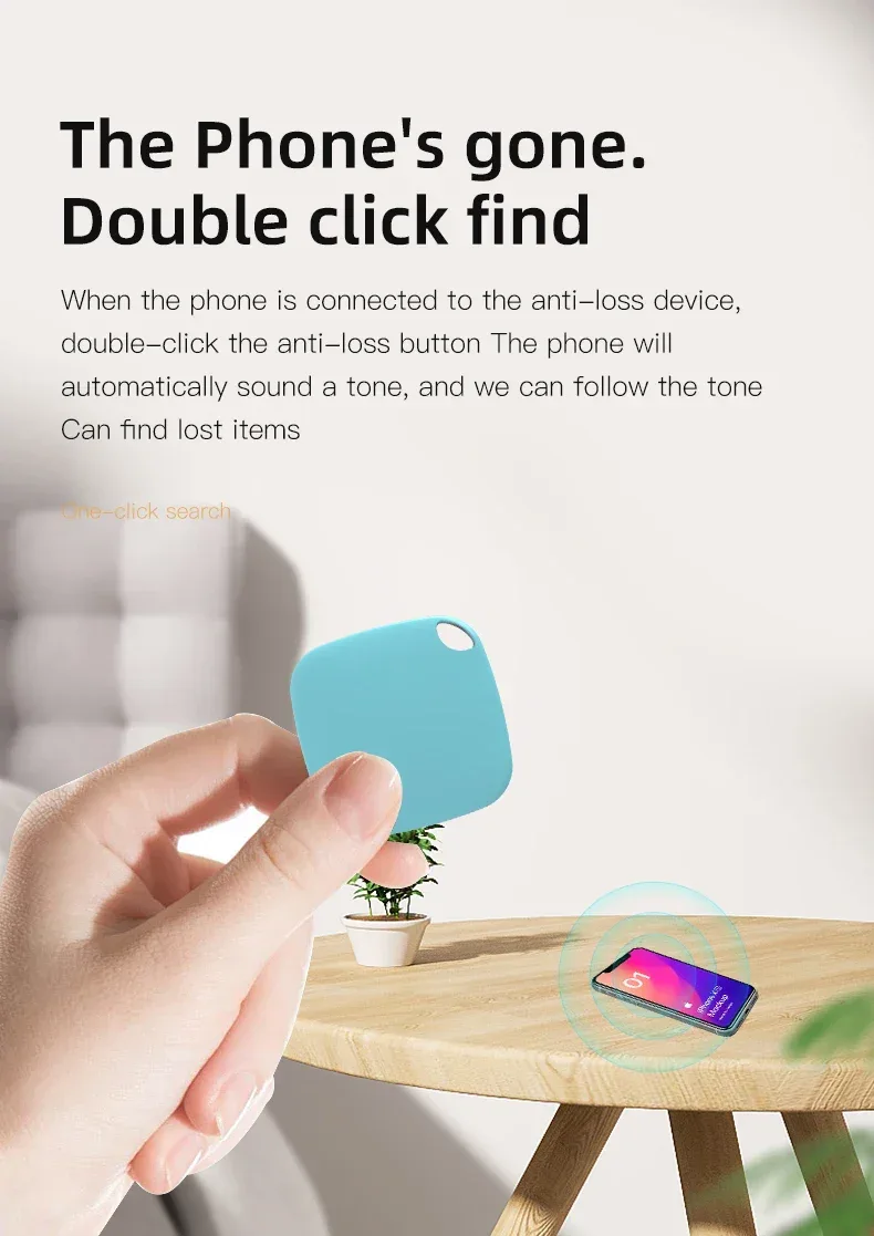 HOMEFISH Mini Bluetooth 5.0 Tracker AntiLost Device Round Pet Kids Bag Wallet Tracking Smart Finder Locator