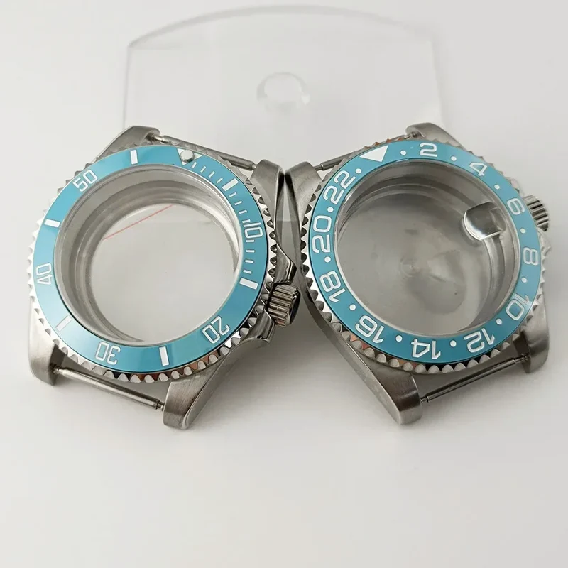 Goutent 40mm Sapphire Crystal Watch Case Blue Ceramic Bezel Fit NH34 NH35 NH36 ETA 2824 PT5000 ST2130 Movement