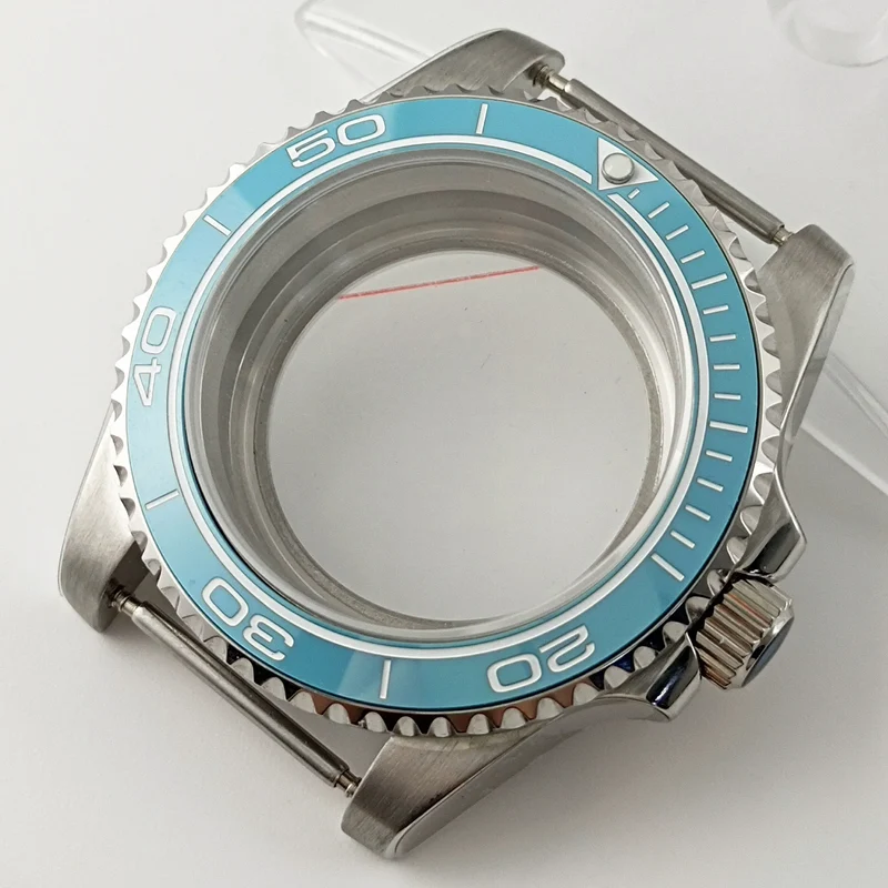 Goutent 40mm Sapphire Crystal Watch Case Blue Ceramic Bezel Fit NH34 NH35 NH36 ETA 2824 PT5000 ST2130 Movement