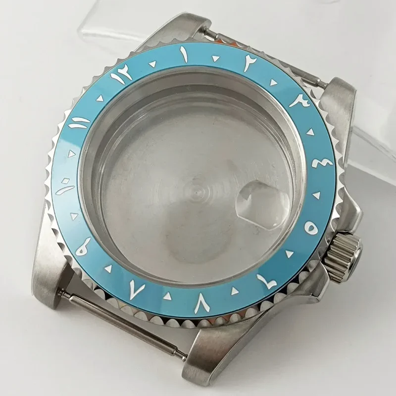 Goutent 40mm Sapphire Crystal Watch Case Blue Ceramic Bezel Fit NH34 NH35 NH36 ETA 2824 PT5000 ST2130 Movement