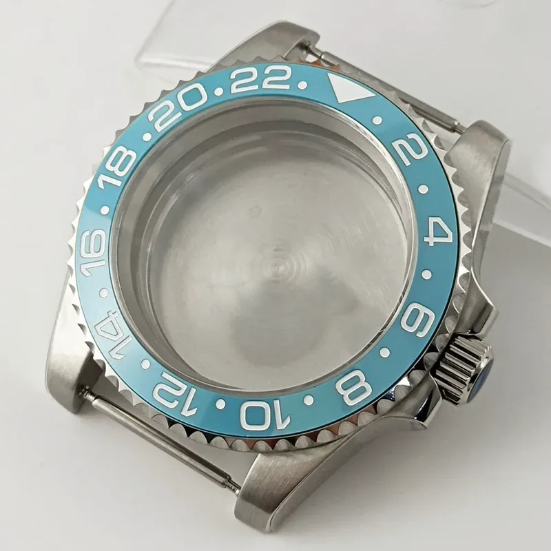 Goutent 40mm Sapphire Crystal Watch Case Blue Ceramic Bezel Fit NH34 NH35 NH36 ETA 2824 PT5000 ST2130 Movement