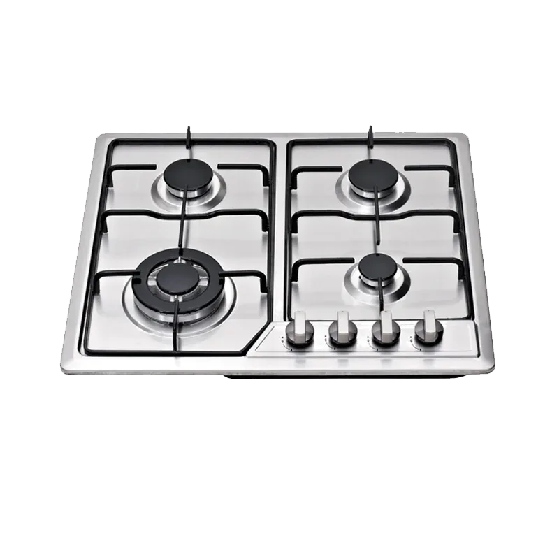 Built-In Gas Cooktop 4 Burners Stainless Steel Panel Class Energy Household Use Electric Option Safety Device Included