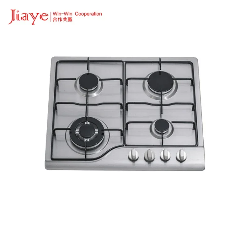 Built-In Gas Cooktop 4 Burners Stainless Steel Panel Class Energy Household Use Electric Option Safety Device Included