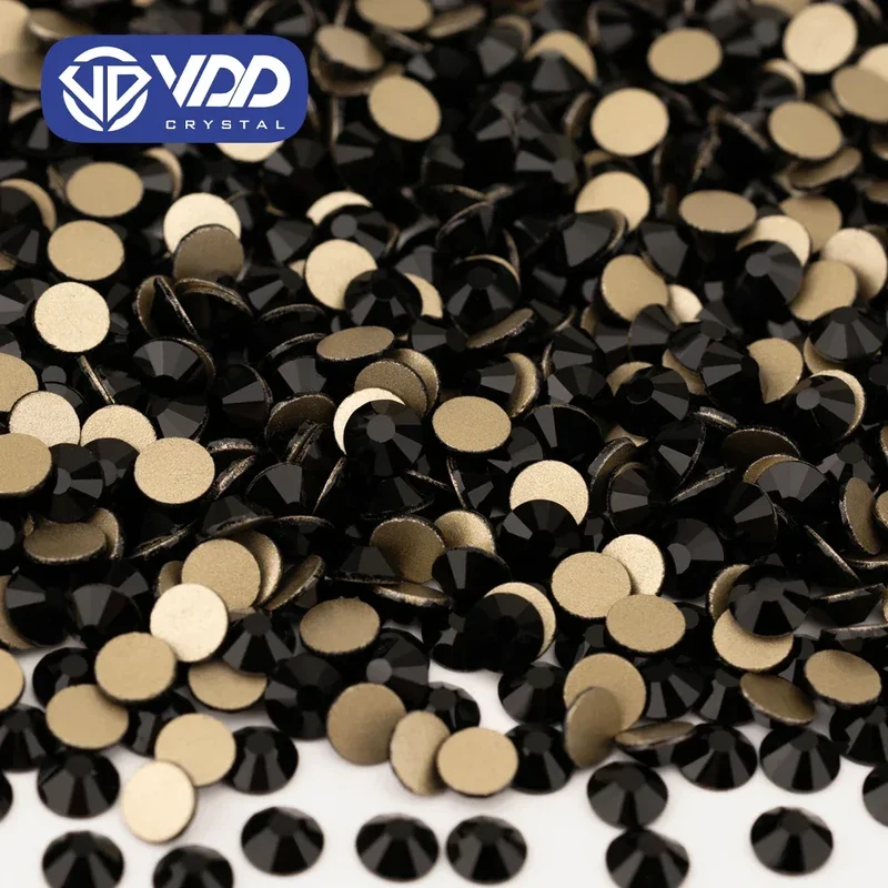 VDD 002 Jet High Quality Glass Rhinestones Crystal Glod Back Flatback Strass Stones Nail Art DIY Crafts Decorations