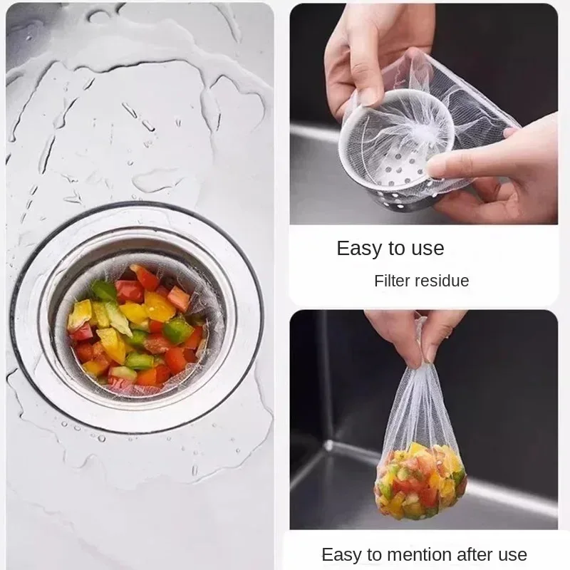 500/30pcs Disposable Sink Filter Mesh Bags Kitchen Sink Strainer Drain Hole Anti-blocking Garbage Bag Cleaning Strainers Net
