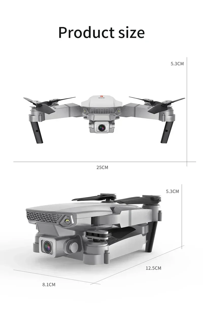 2025 New E88 WIFI FPV Drone Quadcopter With Wide Angle HD 4K Camera Height Hold RC Foldable Quadcopter Drones UAV Gifts Toys