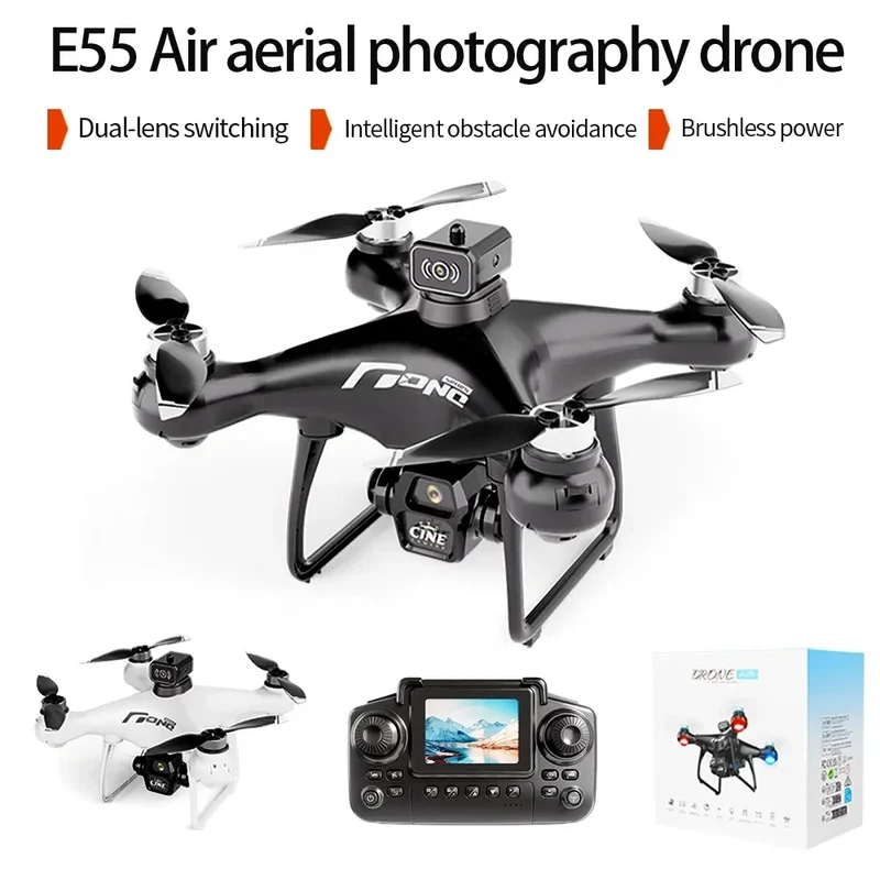 E55 Drone Mini Dual Camera 8K Aerial HD Profesional Remote Control Aircraft GPS Positioning Avoidance Brushless Motor Drone